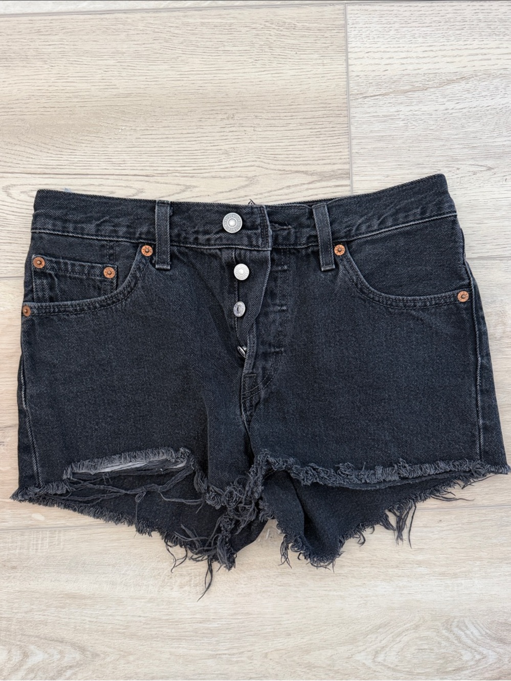 Levi's Black Distressed Cutoff Jean Shorts